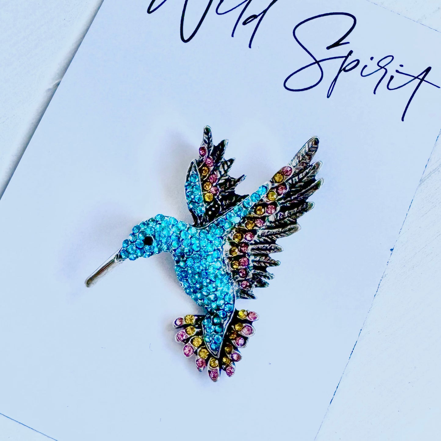 Blue Mix Hummingbird Brooch