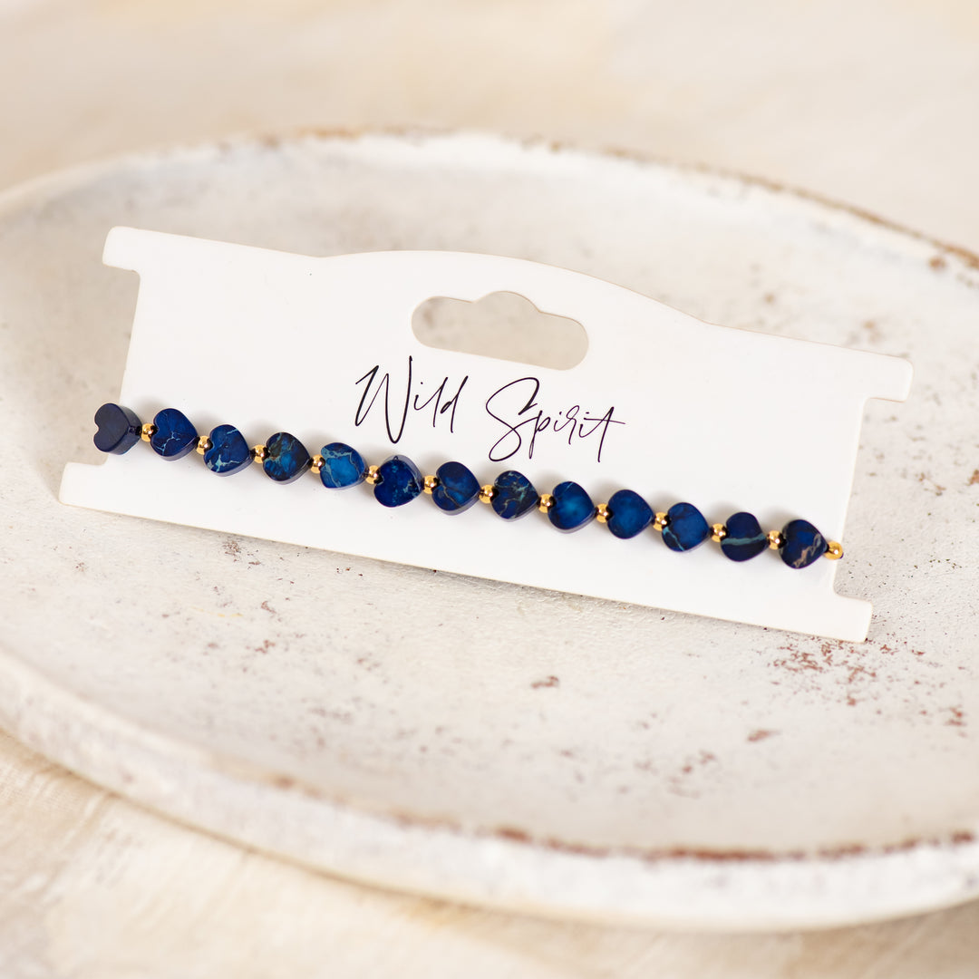 The Navy Jasper Mini Heart Bracelet