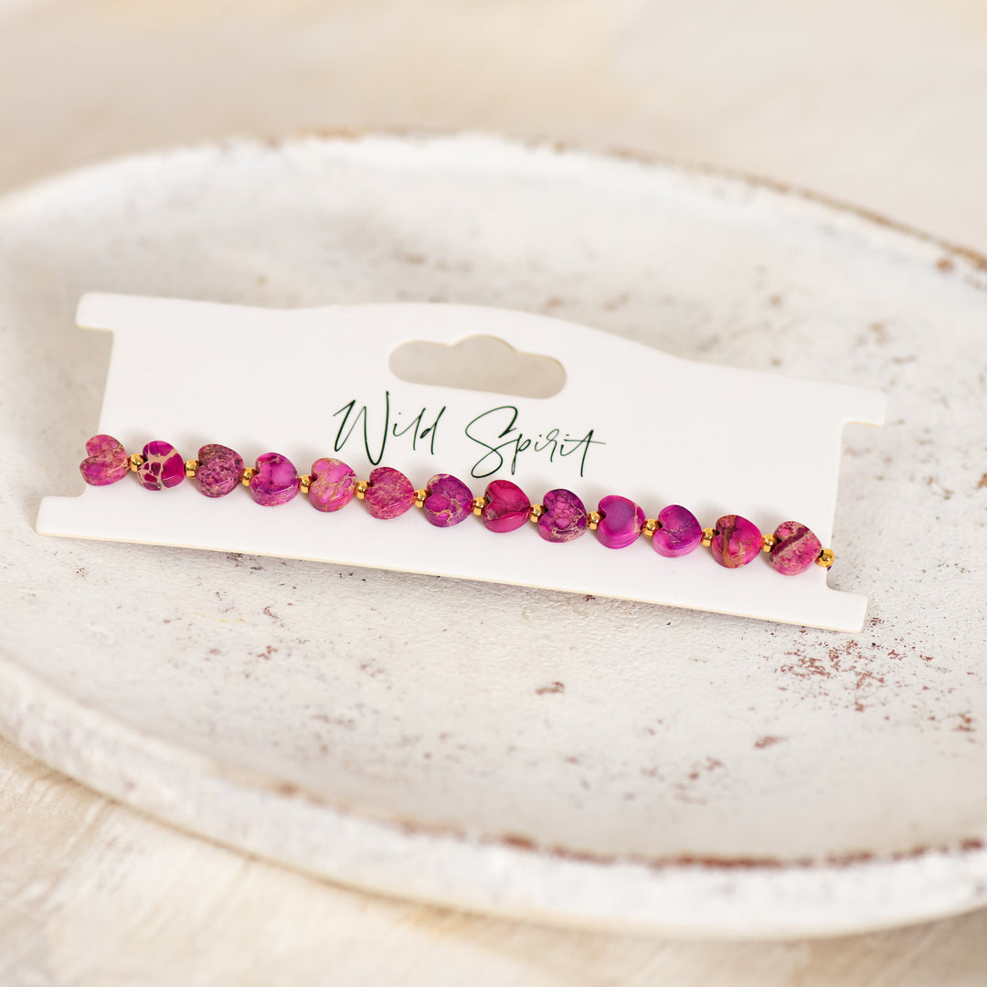 The Plum Jasper Mini Heart Bracelet