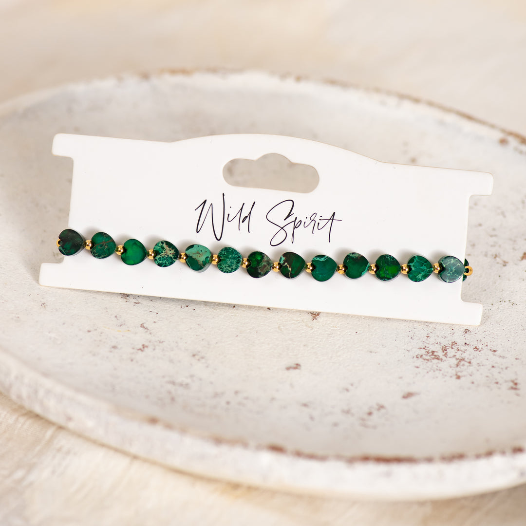 The Green Jasper Mini Heart Bracelet