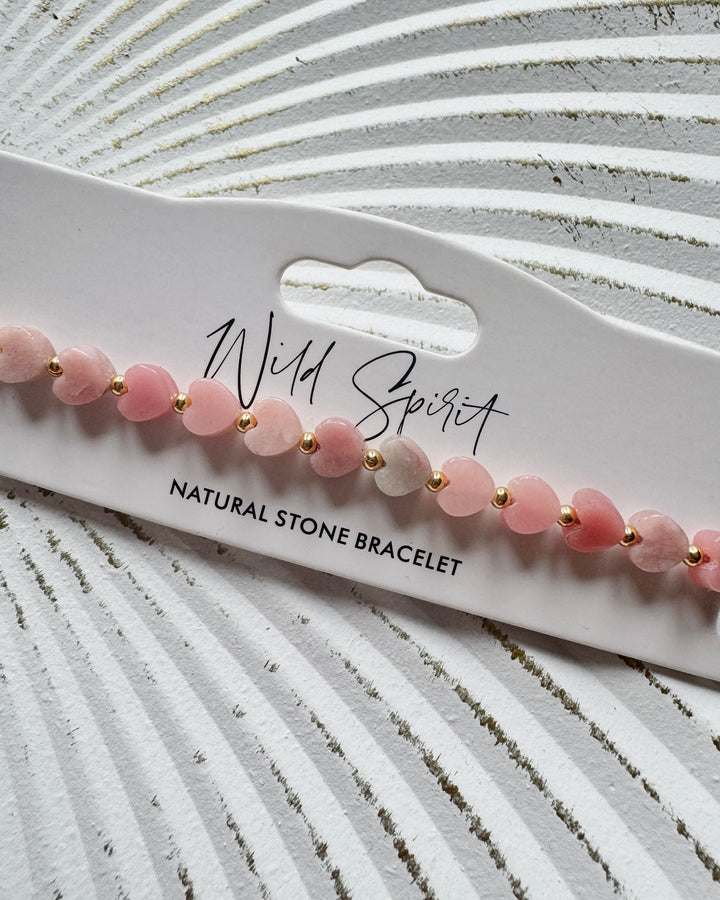 Pink Opal Mini Jasper Heart Bracelet