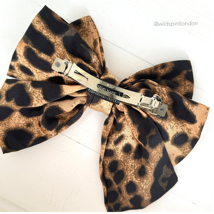 Brown Leopard Print Hair Bow