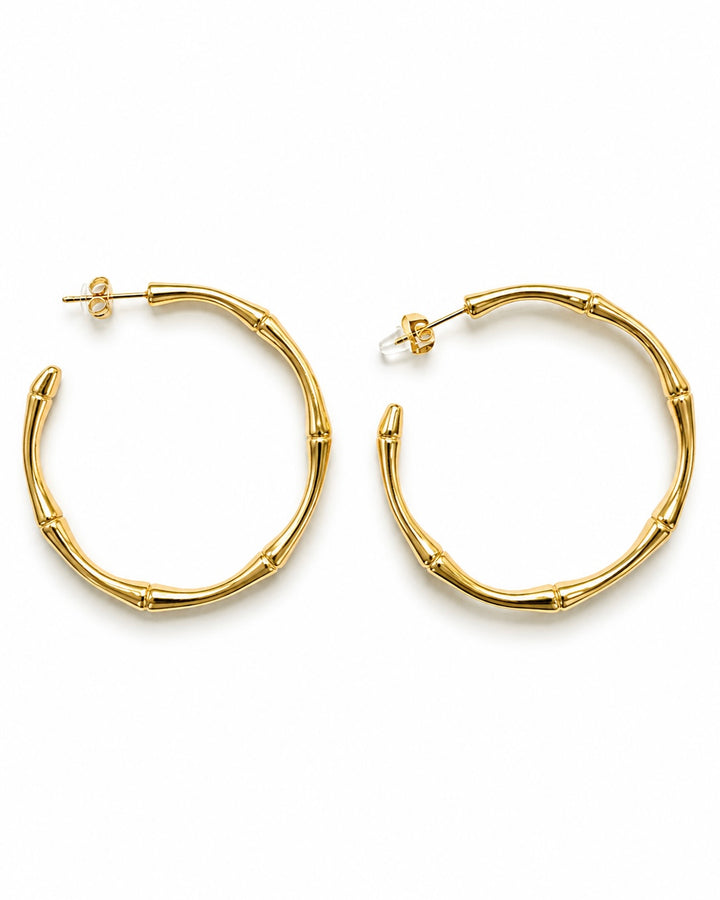 Bamboo Gold Hoop Earrings