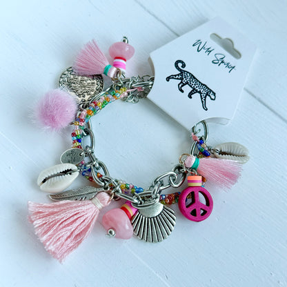 Pink Boho Charm Bracelet