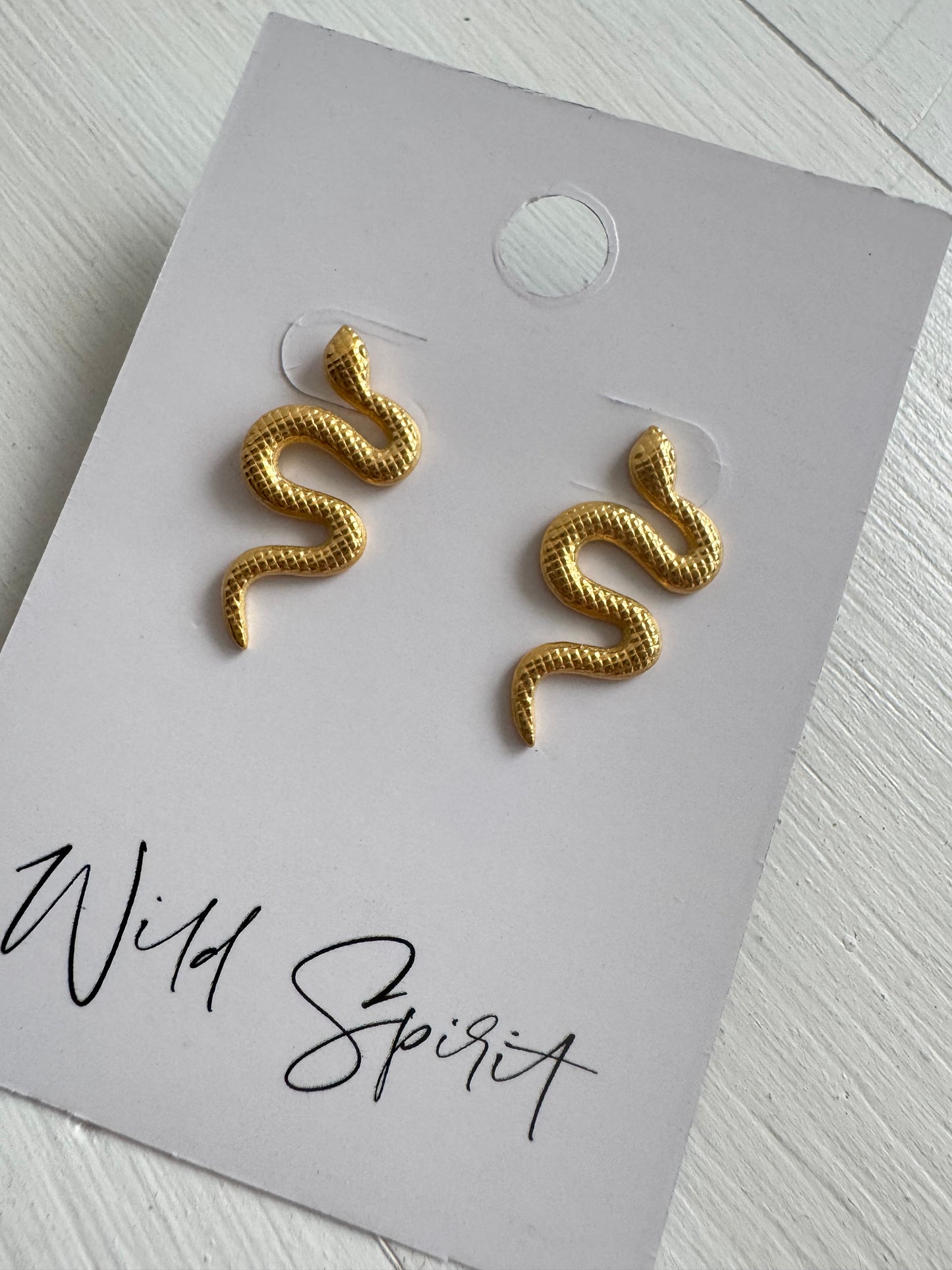 Waterproof 18K Gold Plated Snake Earrings