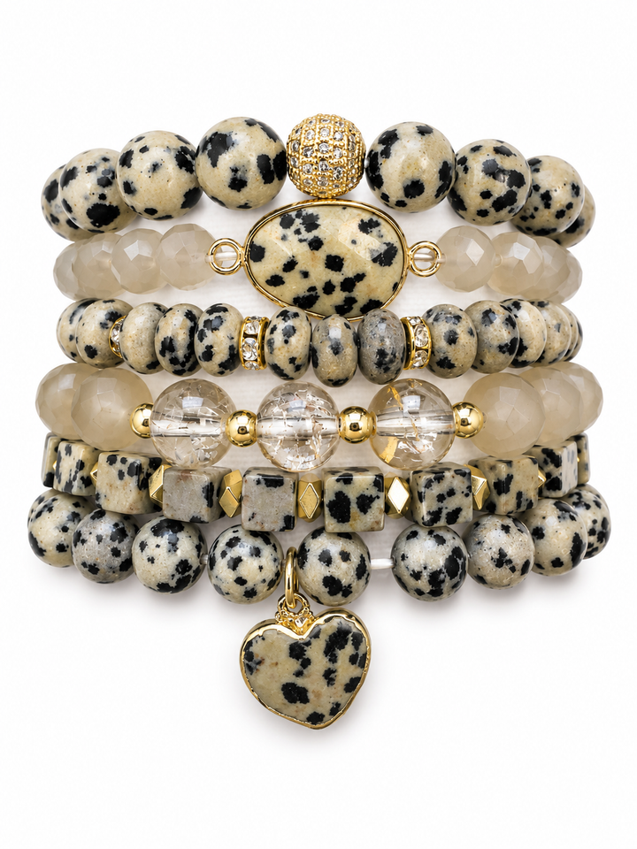 Dalmatian Jasper Set of 6 Bracelets