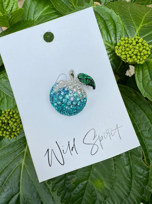 Mini Blue Apple Brooch