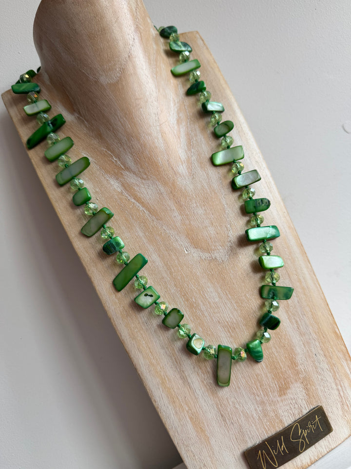 Green Shell Boho Necklace