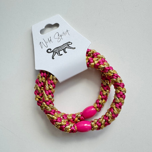 Pink & Gold Twisty Hair Bobbles (5 packs)