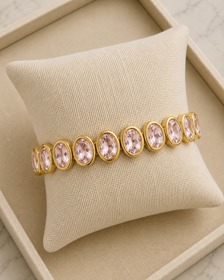 Pink Crystal Oval Bling Bracelet