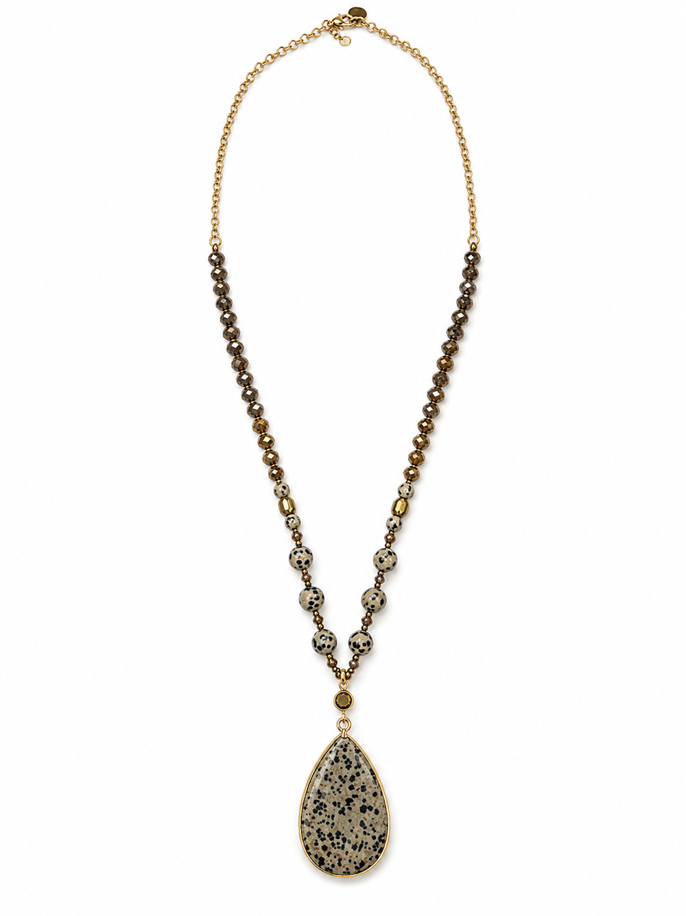 a necklace with a stone pendant