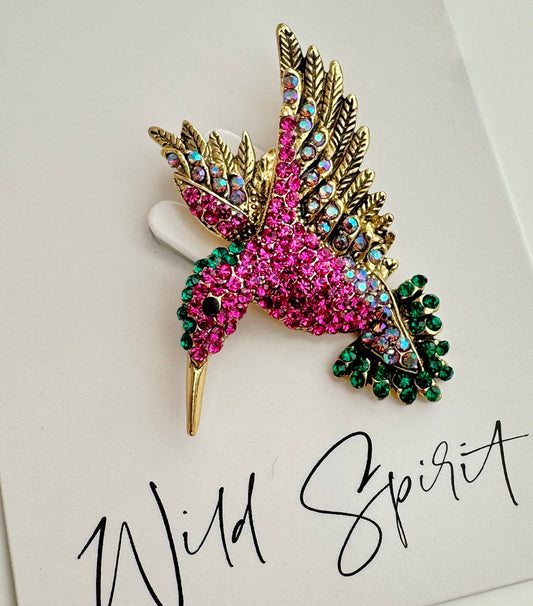 Pink Hummingbird Brooch