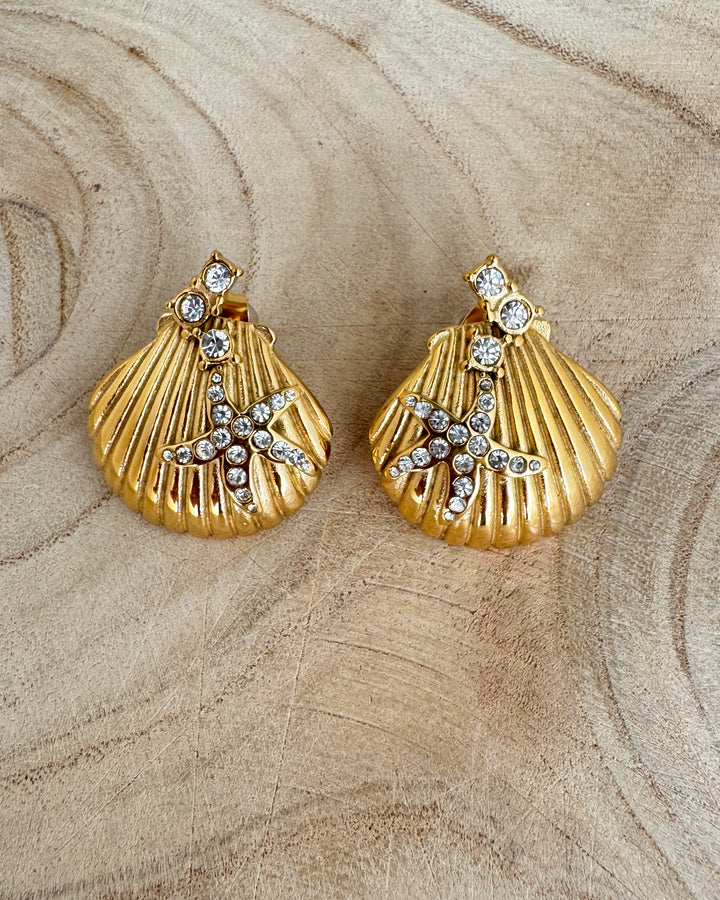 The Bling Scallop Shell Earrings