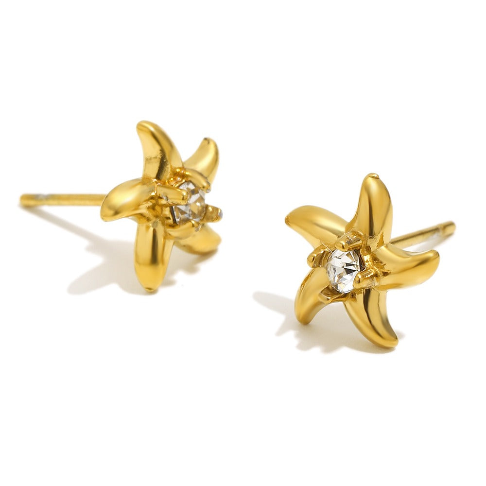 Mini Starfish Gold Plated Stud Earrings