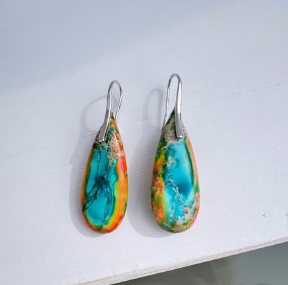 Jasper Earrings - Aqua