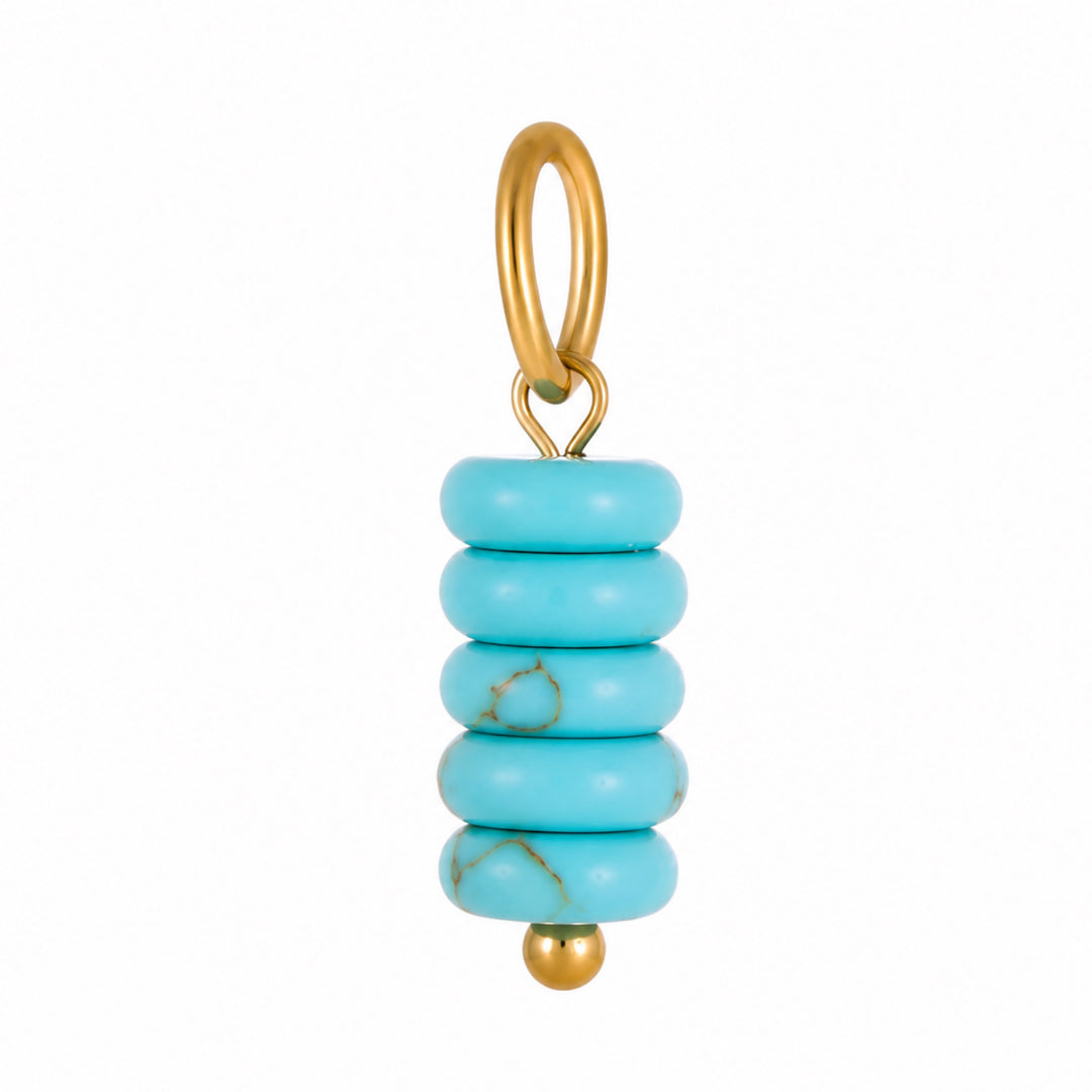 a blue bead with gold ring