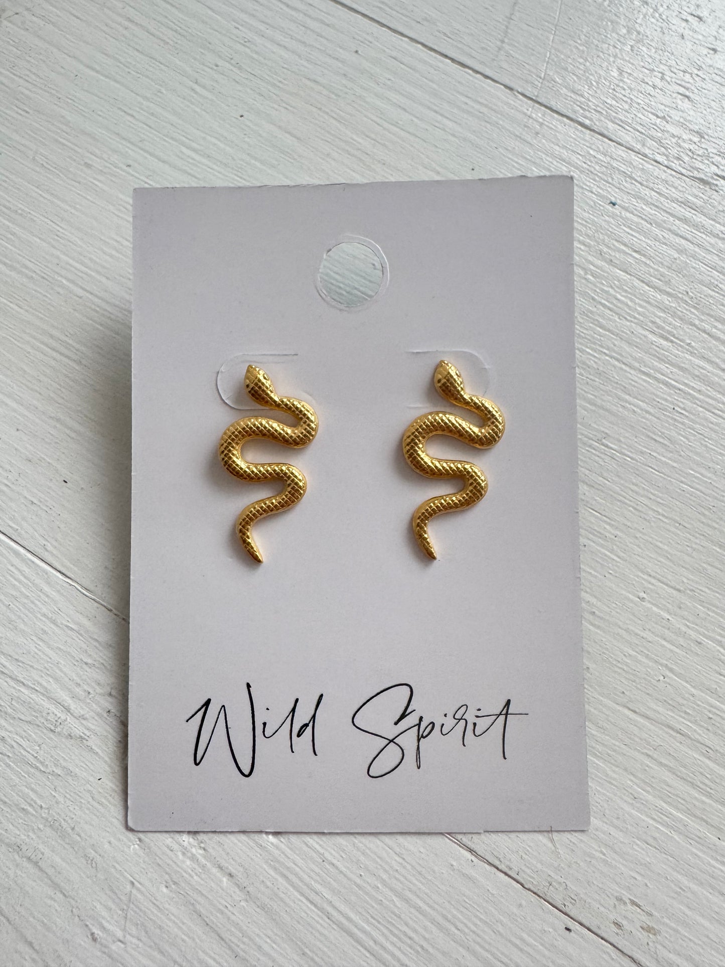 Waterproof 18K Gold Plated Snake Earrings