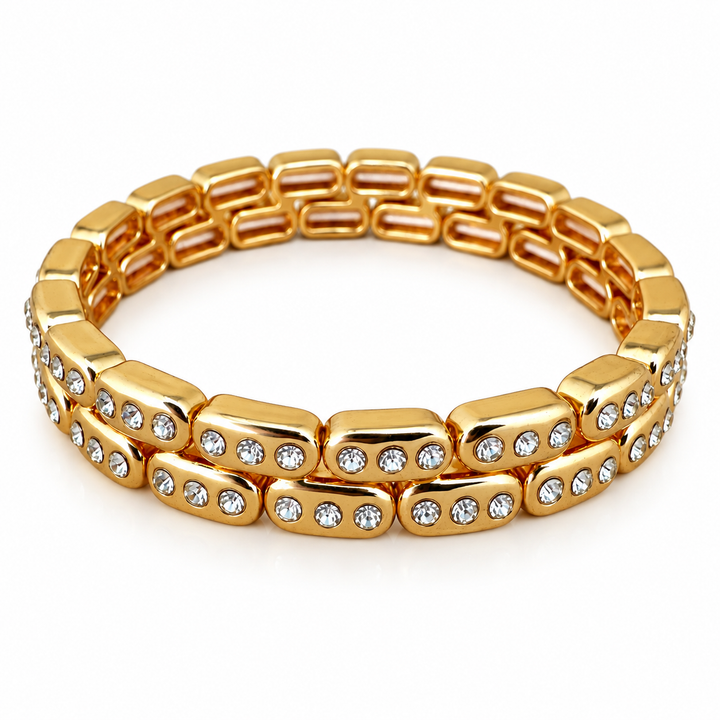 a gold bracelet with diamonds
