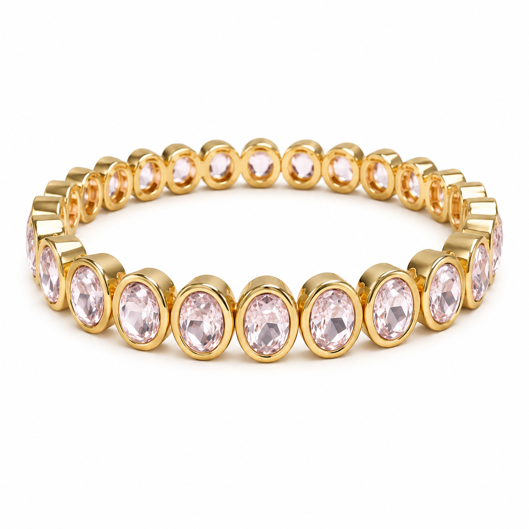 Pink Crystal Oval Bling Bracelet