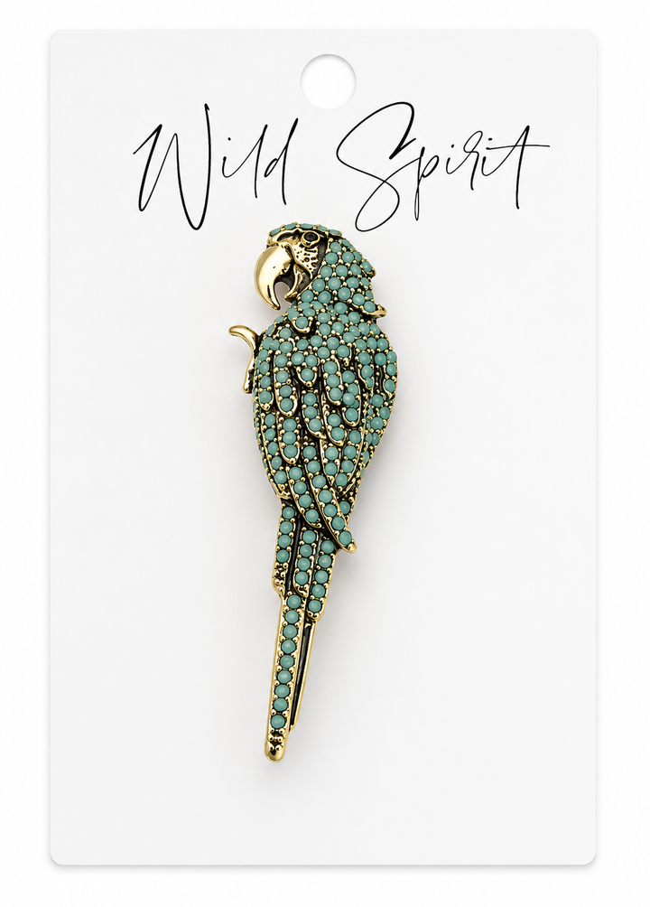 Mint Green Parrot Brooch