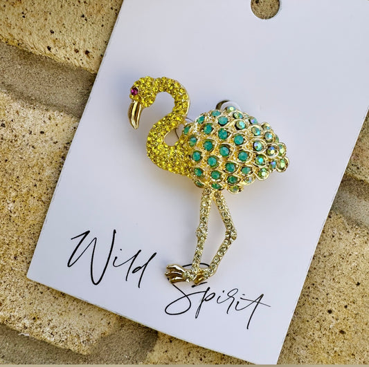 Yellow Flamingo Brooch