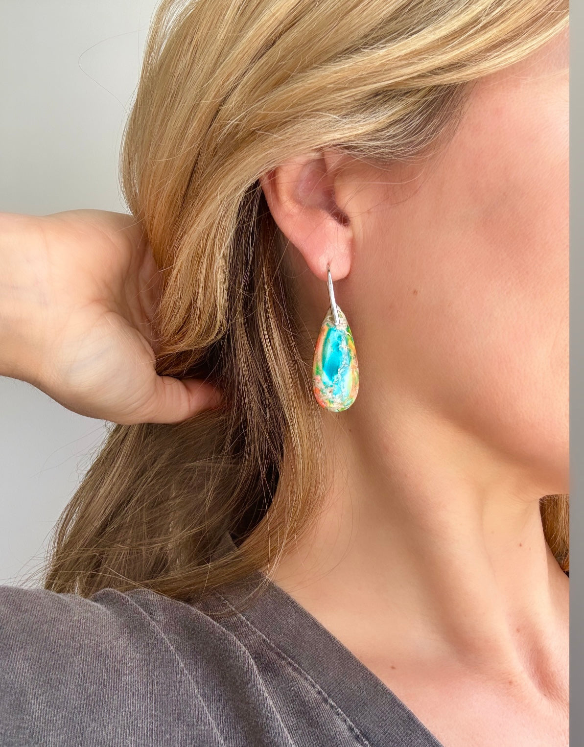 Jasper Earrings - Aqua