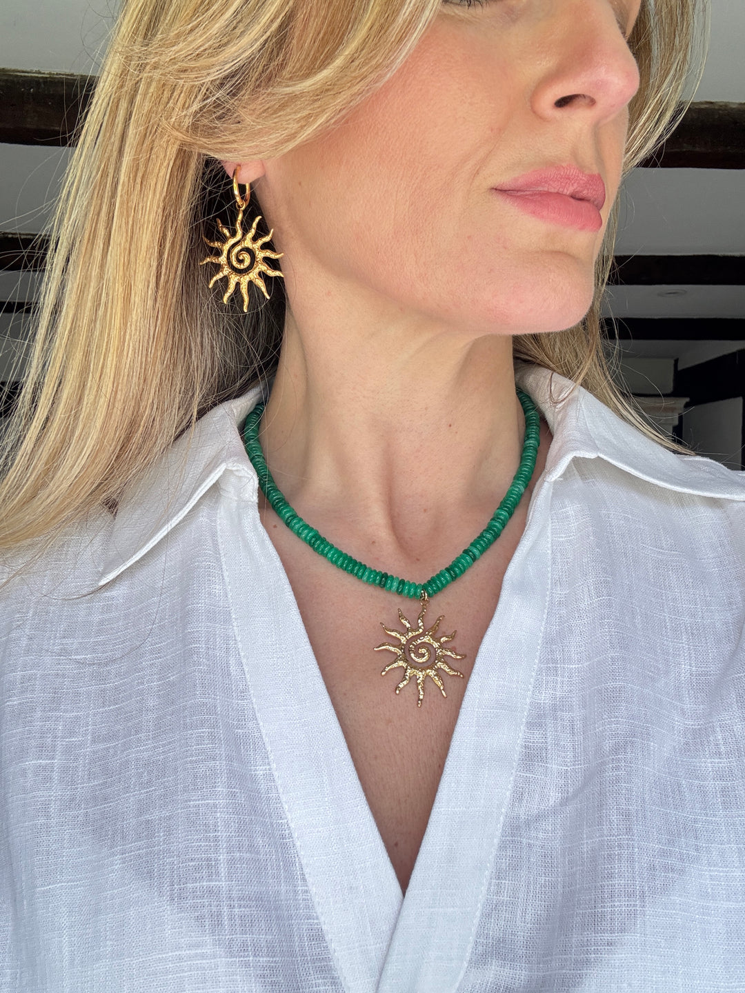 Kira Gold & Green Sunshine Necklace