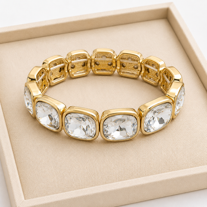 Clear White Chunky Square Bling Bracelet
