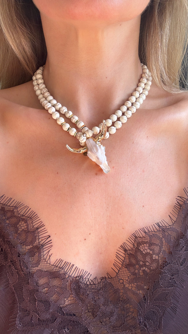 Cream Wildhorn Beaded Boho Necklace