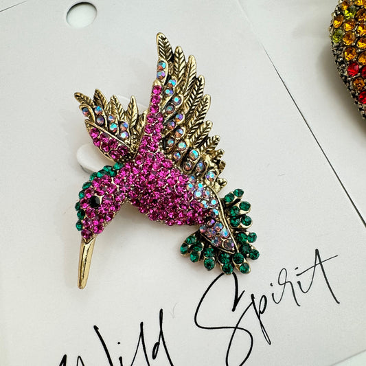 Pink Hummingbird Brooch