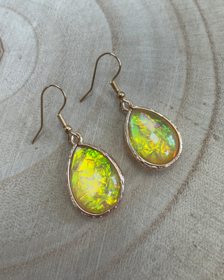 Yellow Opalescent Drop Earrings