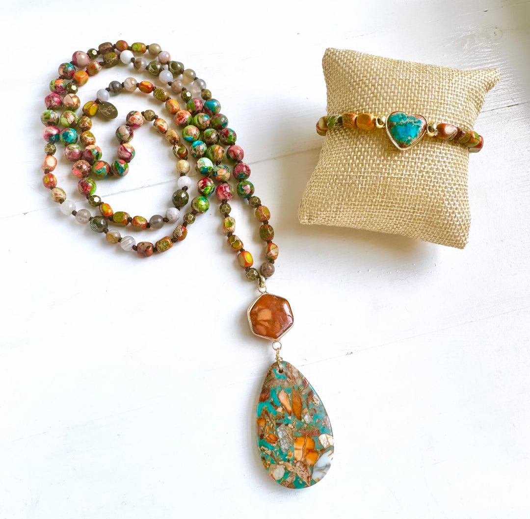 The Jasper Orange Heart Bracelet