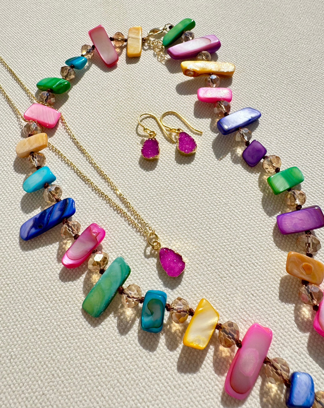 Dainty Pink Druzy Necklace