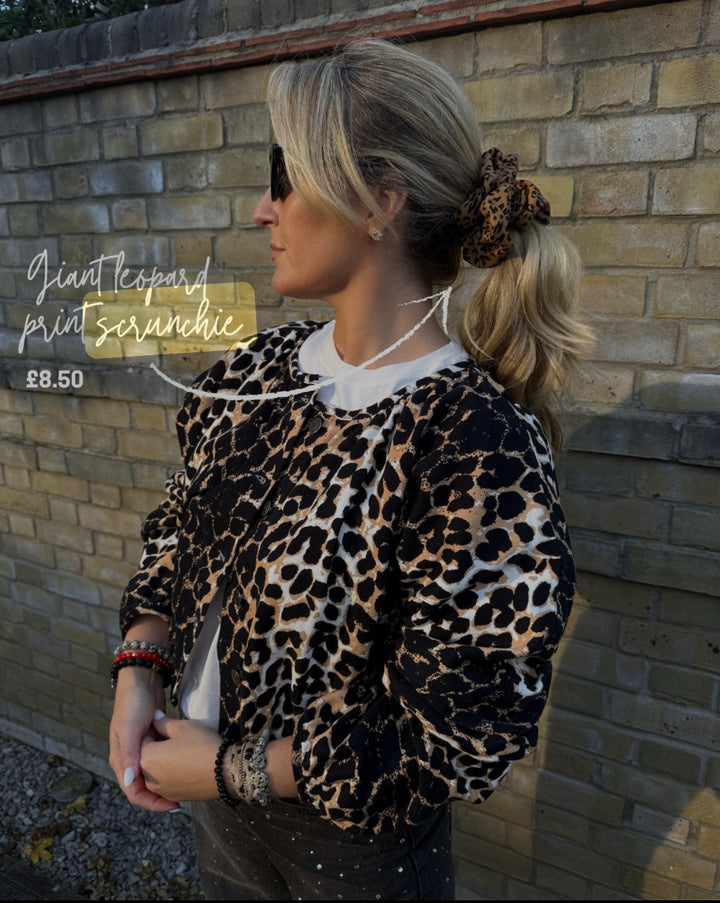 Brown Leopard Print Scrunchie