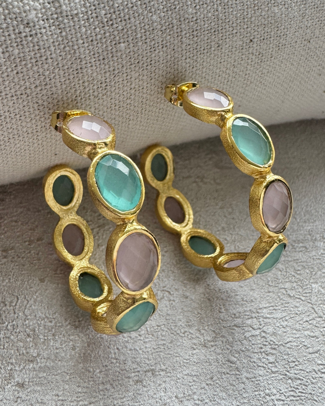 The 'Iris' Rose Quartz & Amazonite Earrings