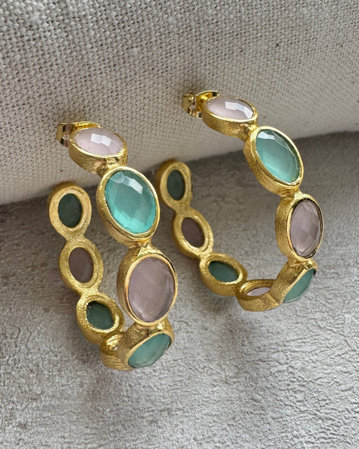 The 'Iris' Rose Quartz & Amazonite Earrings