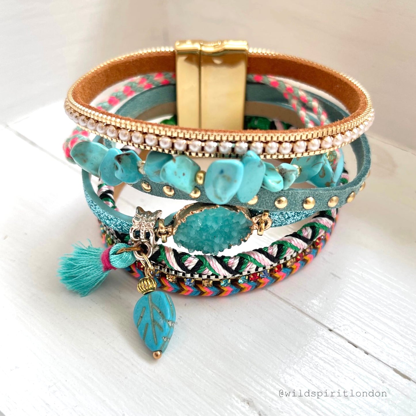 Aqua Skye Boho Cuff Bracelet