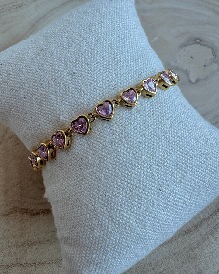 Pink Heart Tennis Bracelet