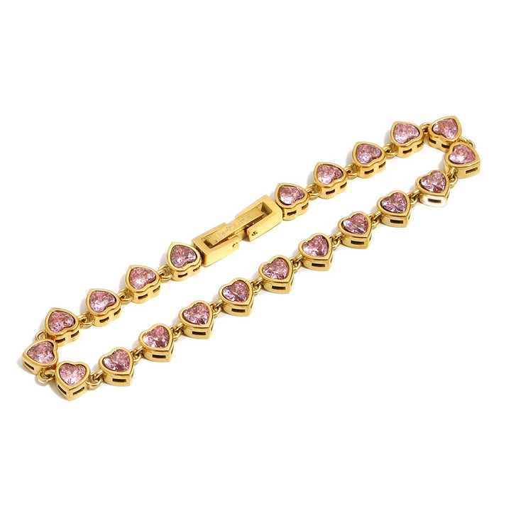Pink Heart Tennis Bracelet