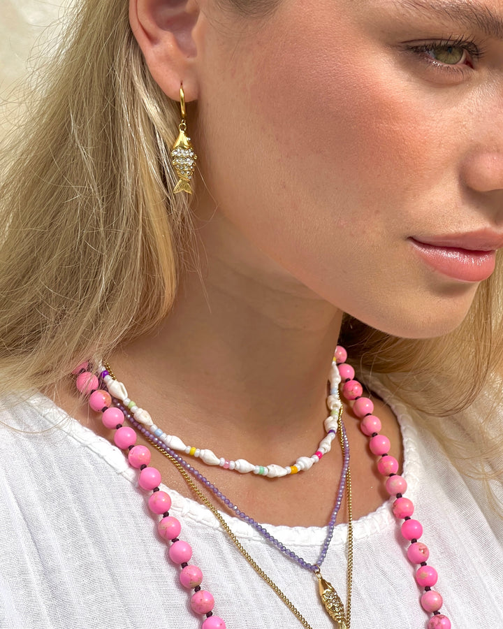 Lilac Shimmerfish Gold Plated Waterproof Necklace