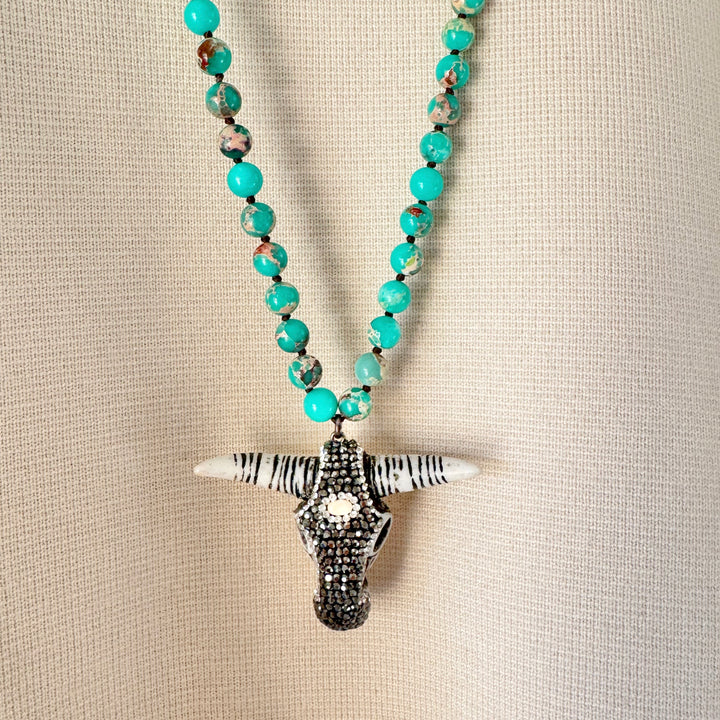 Bright Green Buffalo Pendant Necklace