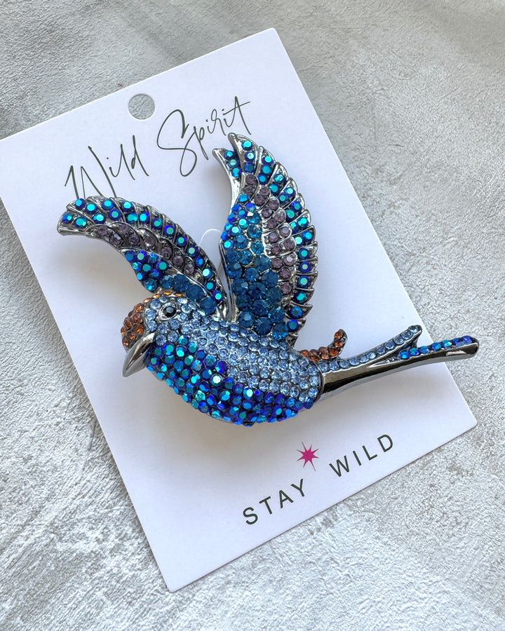 The Giant Blue Soaring Bird Brooch