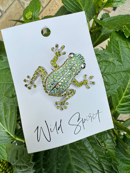 Lime Frog Brooch