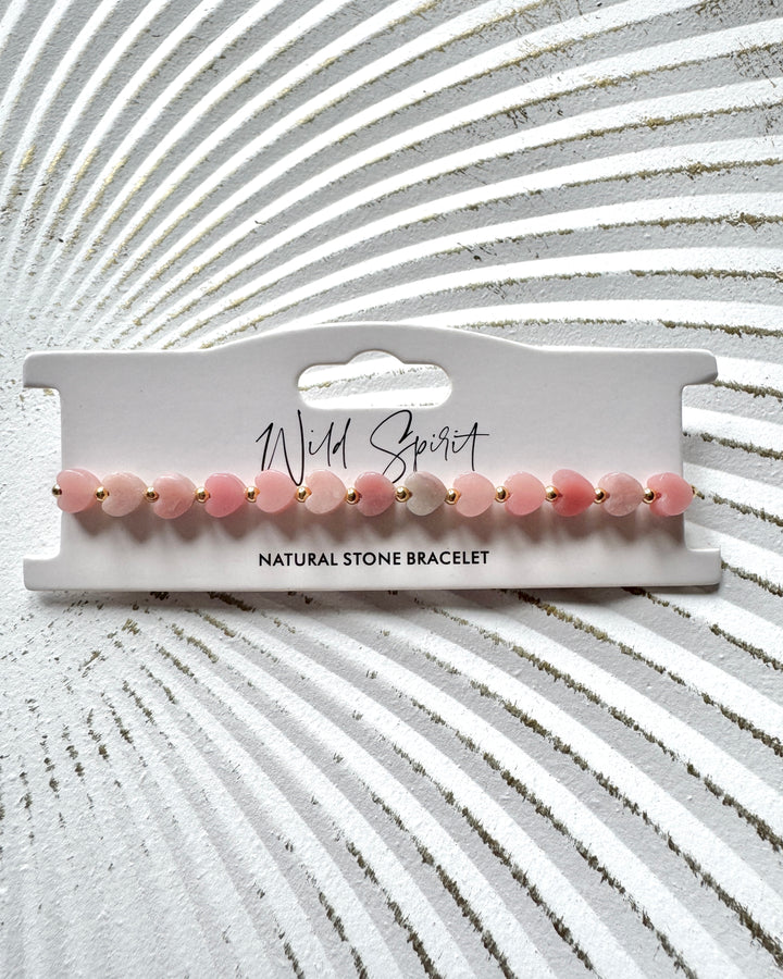 Pink Opal Mini Jasper Heart Bracelet