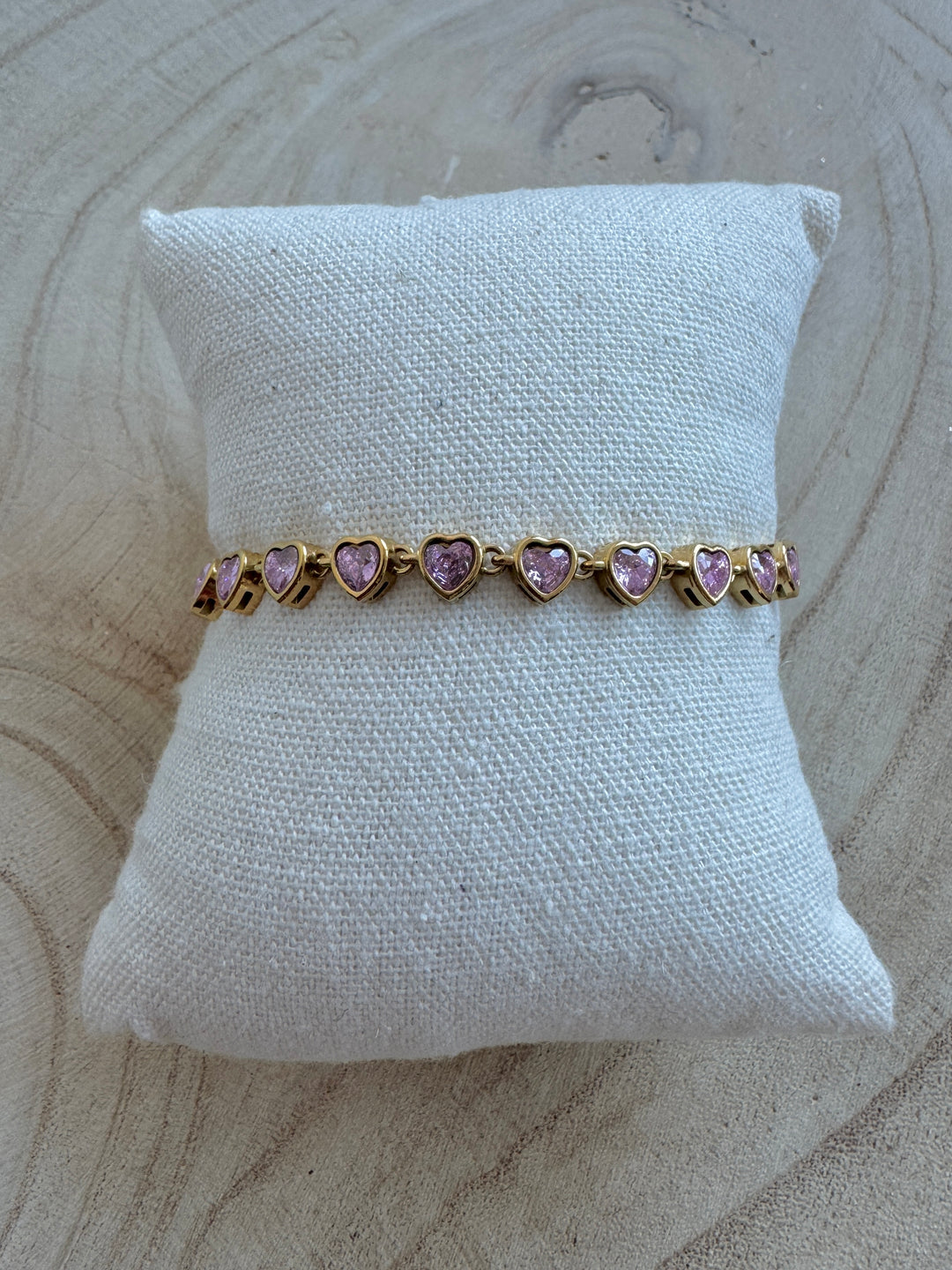 Pink Heart Tennis Bracelet