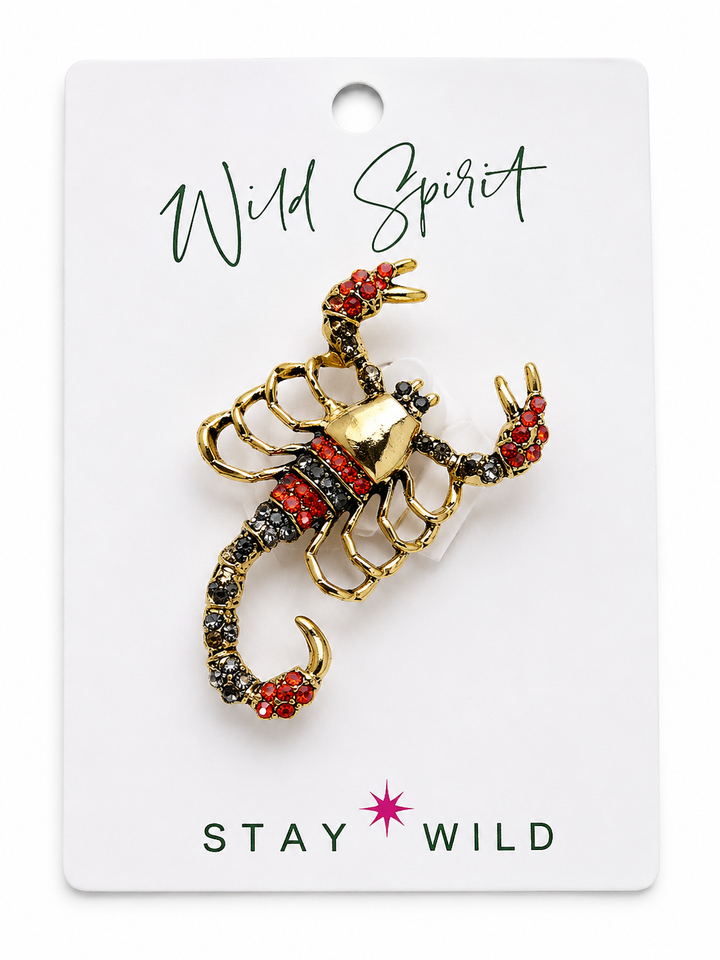 Orange Scorpion Brooch