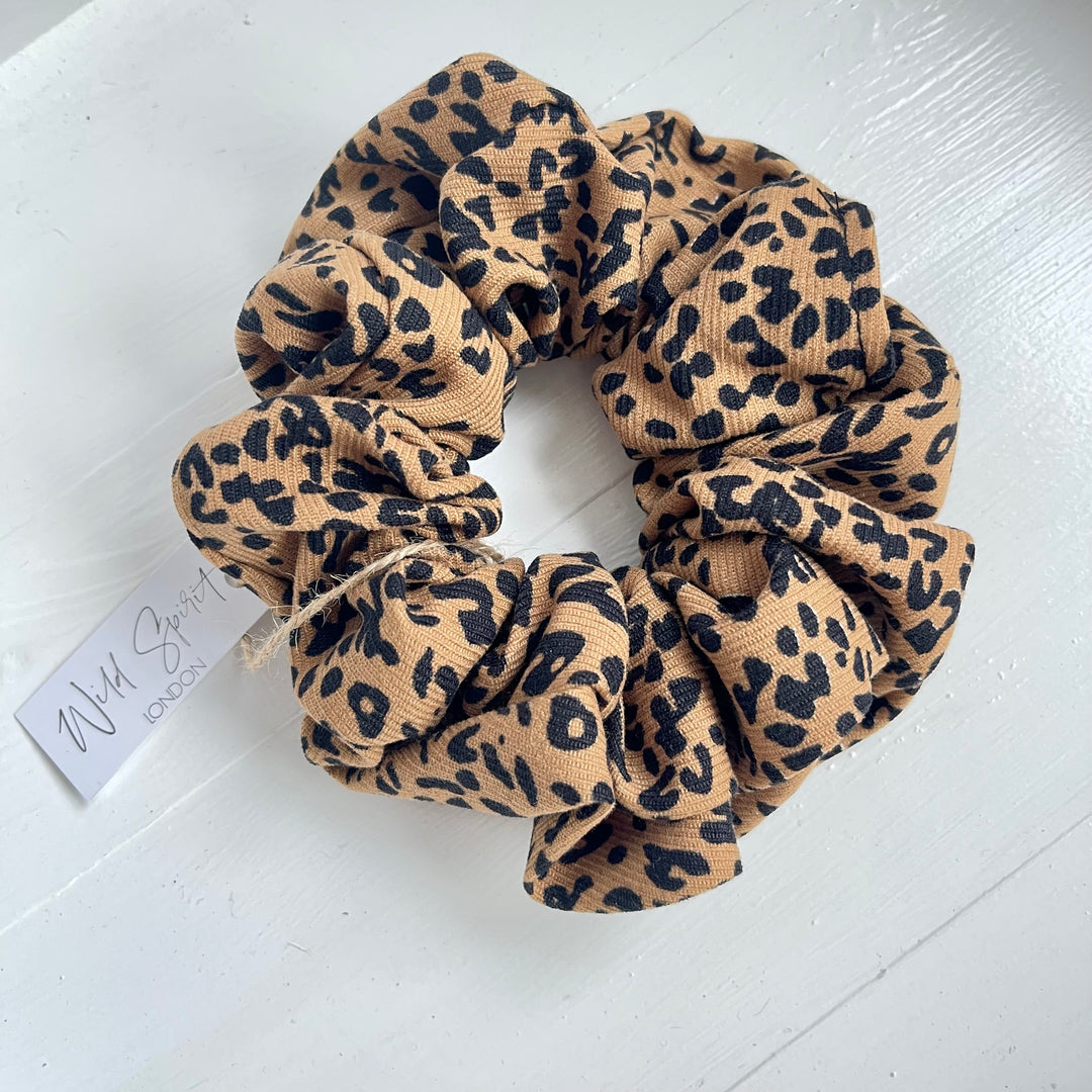 Brown Leopard Print Scrunchie