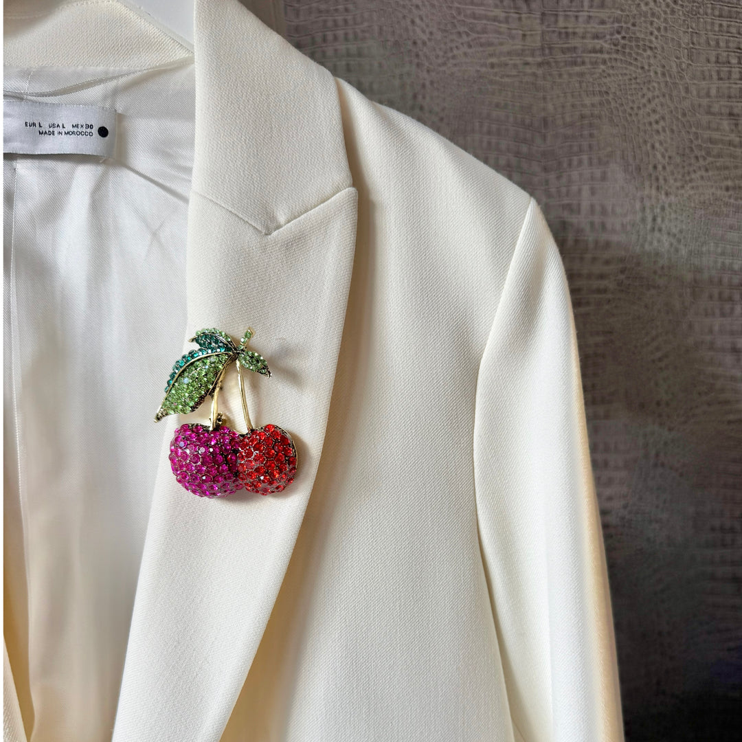 Giant Cherry Bling Brooch