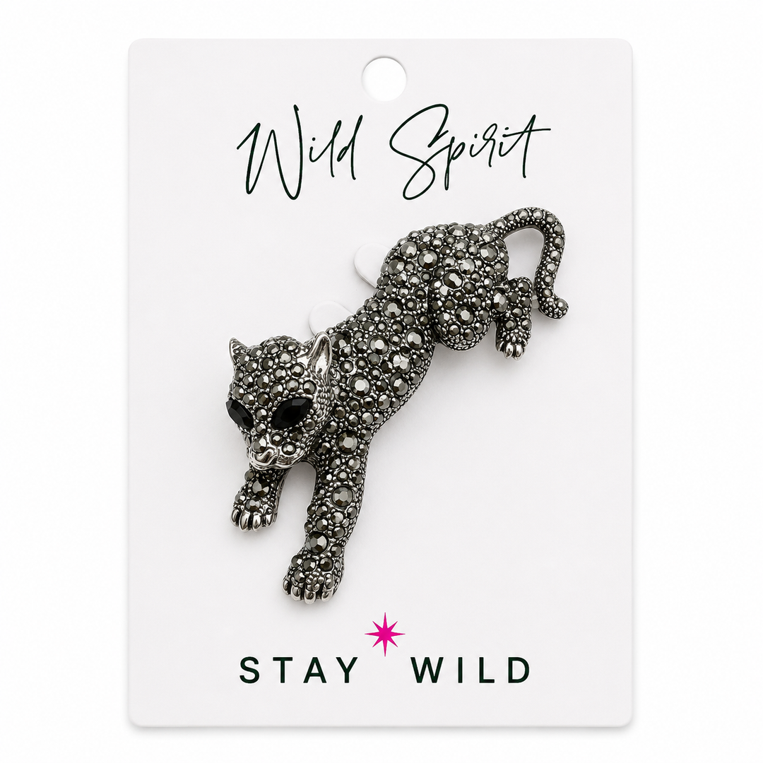 Black Leopard Crystal Brooch