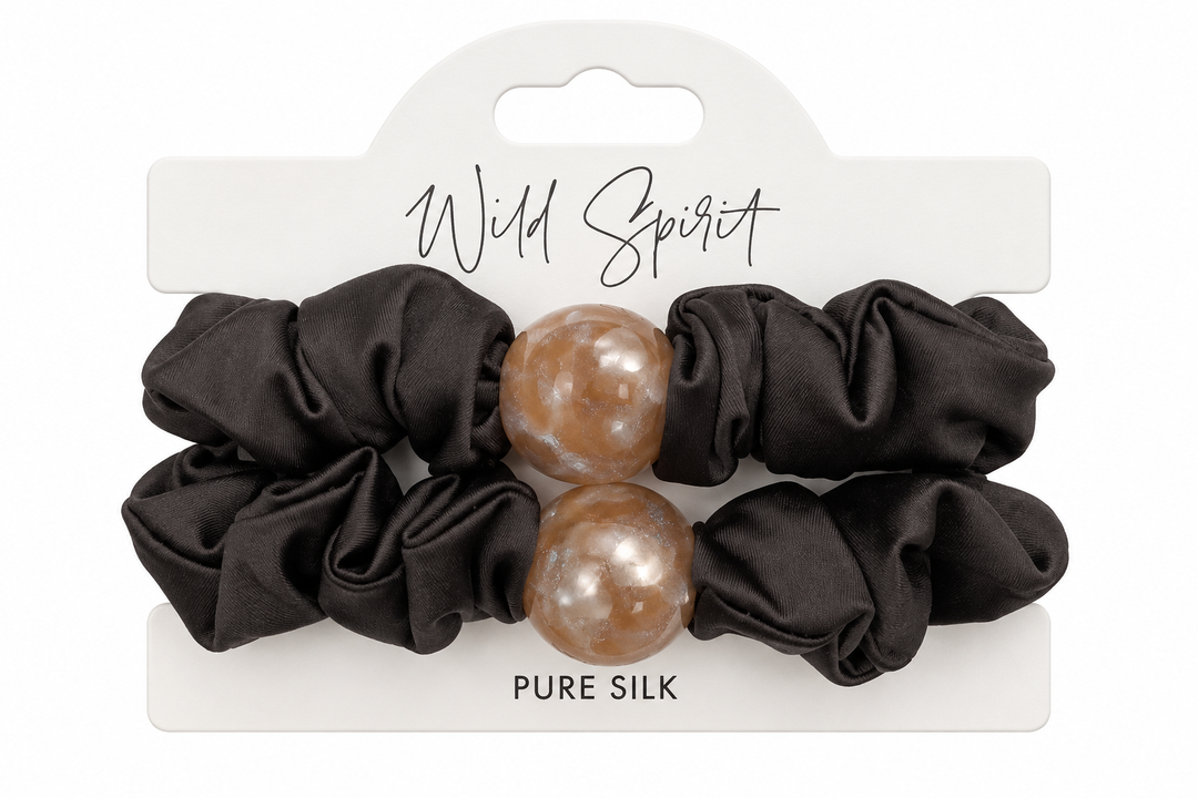 a black and brown hair elastics